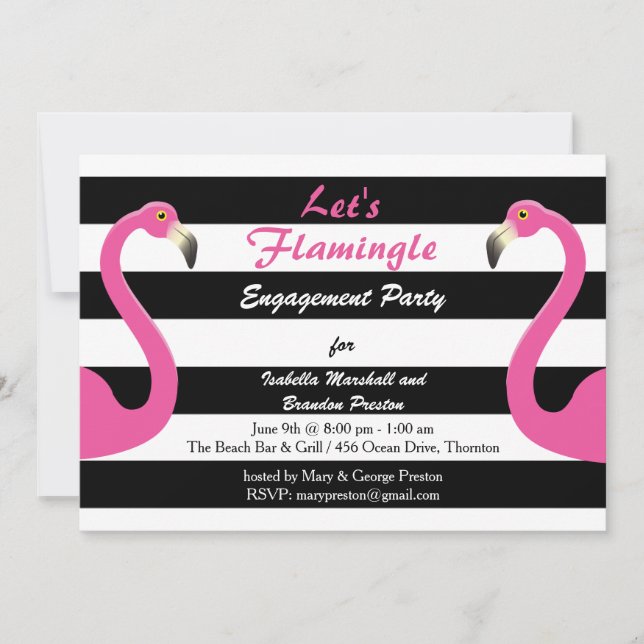 Trendy Flamingo Engagement Party Invitation (Front)