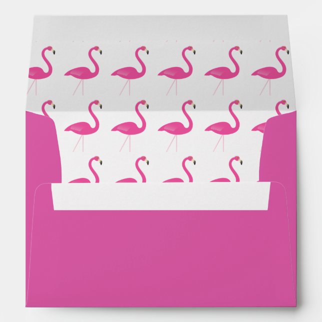 Trendy Flamingo Wedding Invite Envelope fuchsia (Back (Bottom))