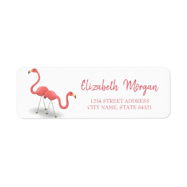 Trendy  Flamingos, White Address Label (Front)