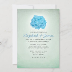 Trendy Floral Blue and Green Wedding Invitations