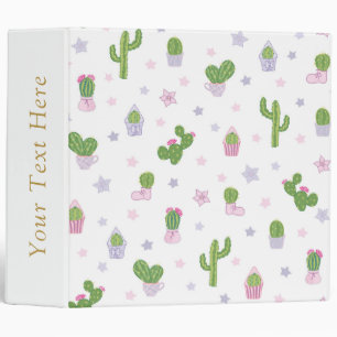 Trendy Floral Cactus Pattern Binders