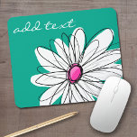 Trendy Floral Daisy Illustration - Pink and Green Mouse Pad<br><div class="desc">A zen and whimsical,  hipster piece of art. You can add a name,  monogram or other custom text. If you need to move the art around,  click on the customize button to make changes.</div>