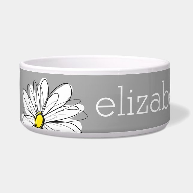 Trendy Floral Daisy with grey yellow custom name (Front)