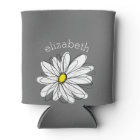 Trendy Floral Daisy with grey yellow custom name