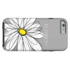 Trendy Floral Daisy with grey yellow custom name