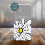 Trendy Floral Daisy with grey yellow custom name Case-Mate iPhone 14 Plus Case<br><div class="desc">A zen and whimsical,  hipster piece of art. You can add a name,  monogram or other custom text. If you need to move the art around,  click on the customize button to make changes.</div>