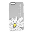 Trendy Floral Daisy with grey yellow custom name