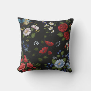 Trendy  Floral  Embroidery       Outdoor Pillow