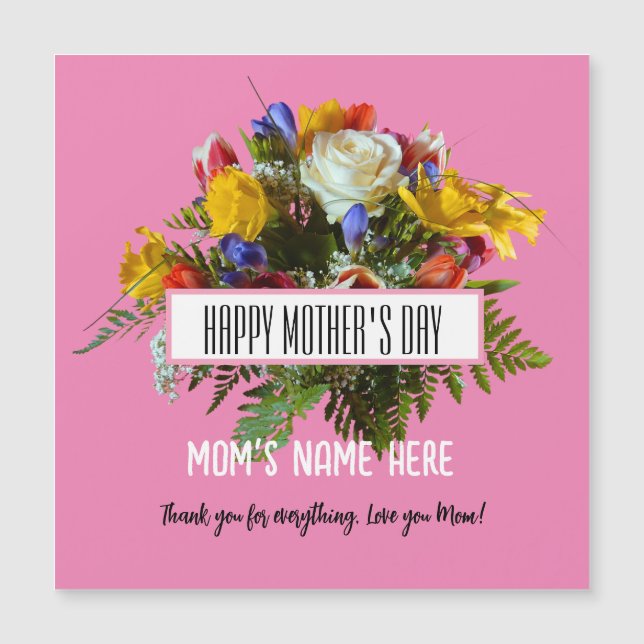 TRENDY FLORAL HAPPY MOTHER'S DAY   MAGNETIC INVITATION (Front)