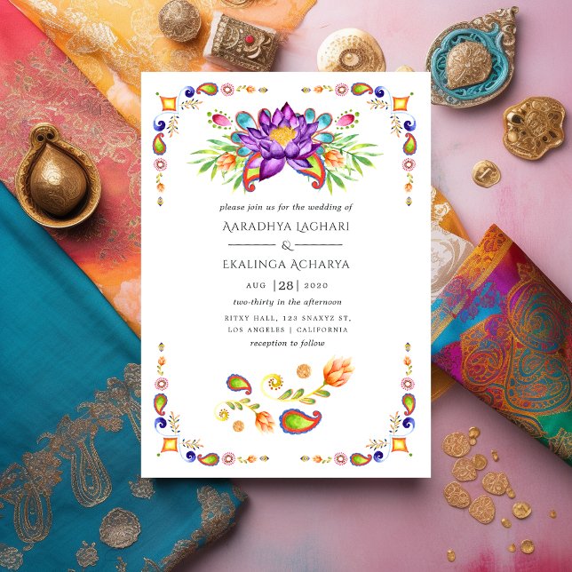 Trendy Floral Paisley Indian Wedding Invitation (Creator Uploaded)