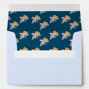 Trendy floral pattern on navy blue envelope