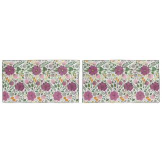 Trendy Floral Pattern Pink Yellow Purple Greenery Pillowcase