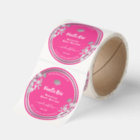 Trendy Floral Pink Product Packaging Labels Silver