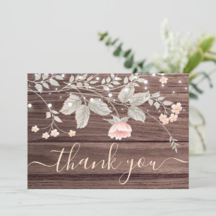 trendy Floral Rustic string lights  thank you   Invitation