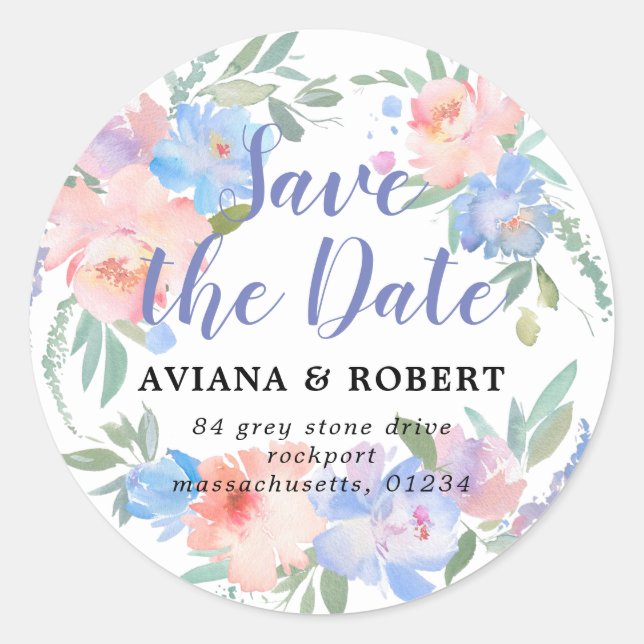 Trendy Floral Save the Date Return Address Labels (Front)