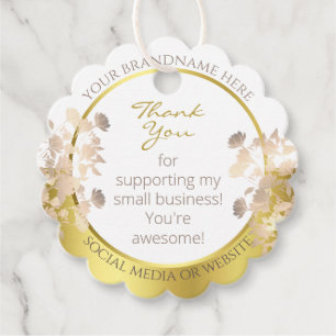 Trendy Floral White and Gold Coloured Thank You Favour Tags