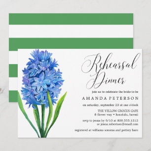 Trendy Flower Blue Hydrangea Rehearsal Dinner Invitation