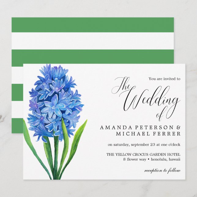 Trendy Flower Blue Hydrangea rustic wedding Invitation (Front/Back)