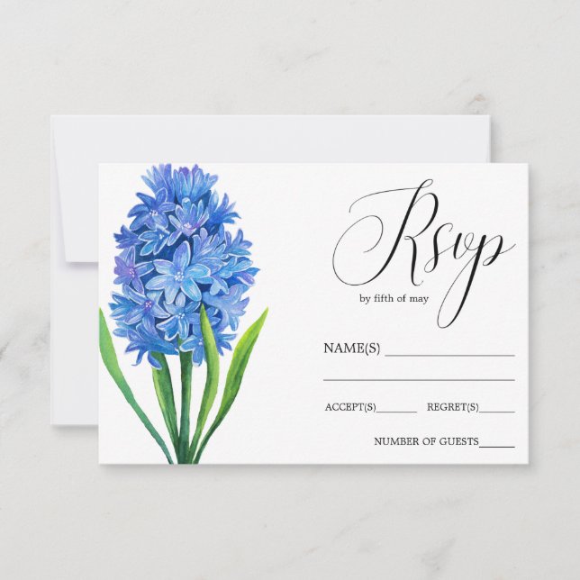 Trendy Flower Blue Hydrangea rustic wedding RSVP Card (Front)
