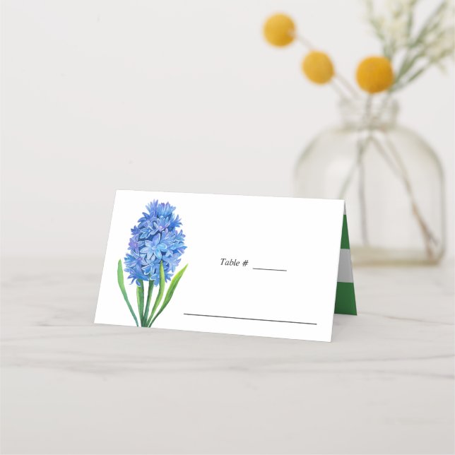 Trendy Flower Blue Hydrangea wedding table place Card (Front)