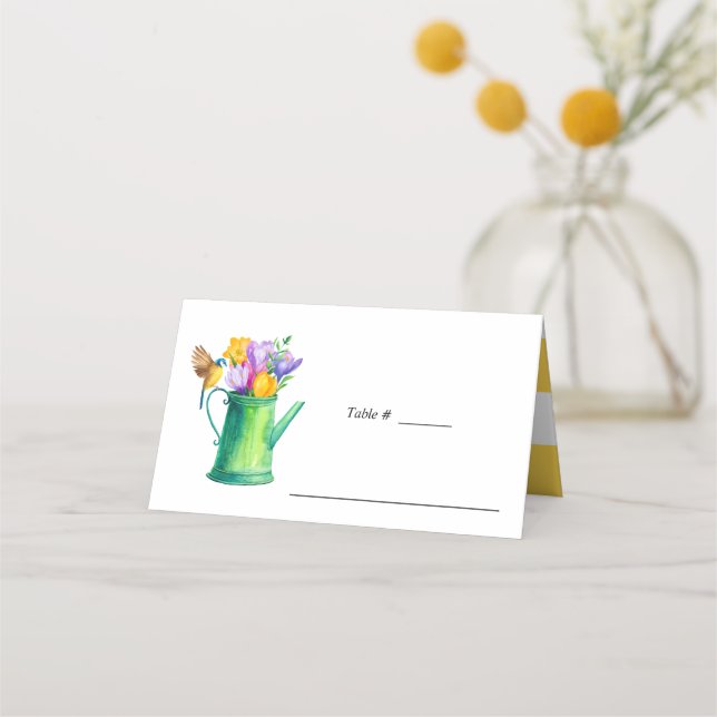 Trendy Flower Bunch of Flower table place card (Front)