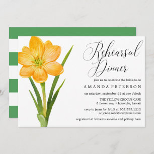 Trendy Flower YELLOW CROCUS   rehearsal dinner Invitation