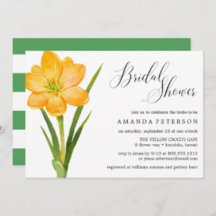 Trendy Flower YELLOW CROCUS wedding Bridal Shower Invitation