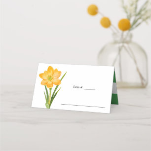 Trendy Flower yellow crocus wedding table place Card