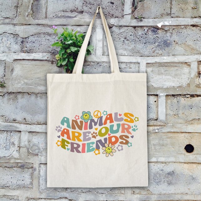 Trendy Flowers Retro Animals  Tote Bag (Creator Uploaded)