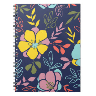 Trendy flowers seamless pattern. Small vintage flo Notebook
