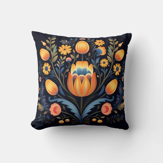 Trendy Flowers Throw Pillow (Front)