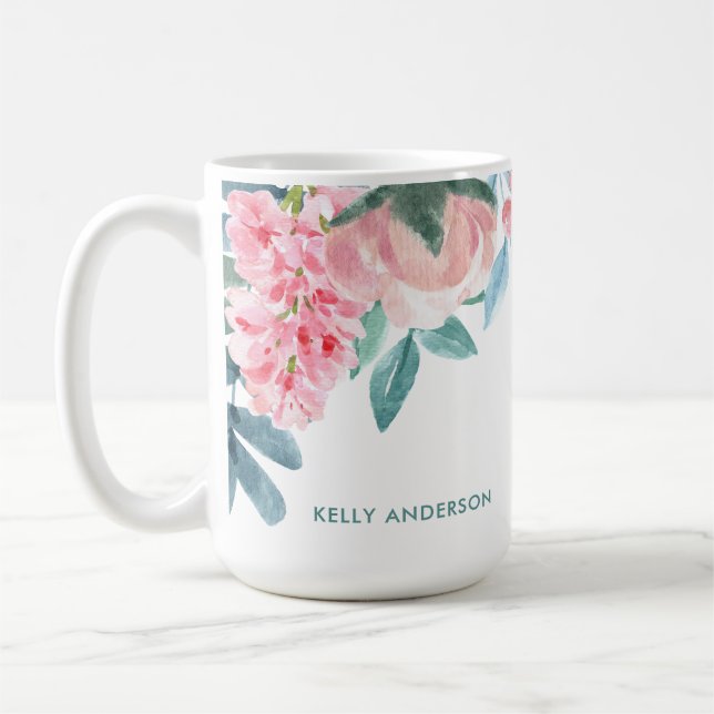 Trendy Foliage Botanical Floral Pattern Decal Coffee Mug (Left)