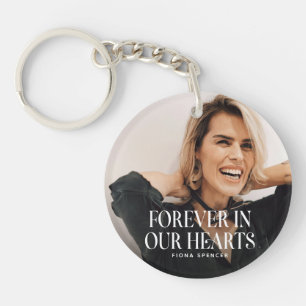 Trendy Forever in Our Hearts' Memorial Photo Keychain