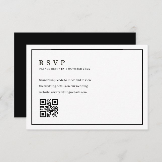 Trendy formal frame wedding QR code rsvp card (Front/Back)
