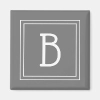 Trendy Framed Monogram Grey & White Initial