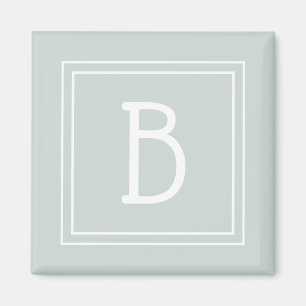 Trendy Framed Monogram Soft Green & White Initial Magnet