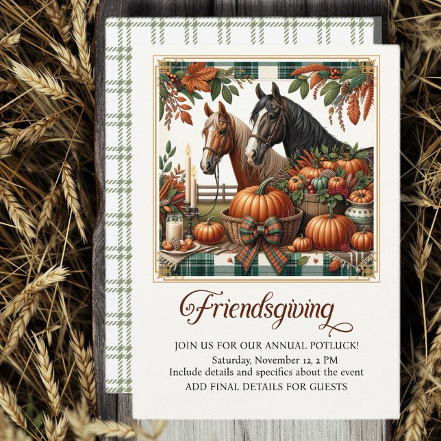 Trendy Friendsgiving Horse  Invitation (Friendsgiving for Horse Lovers!)