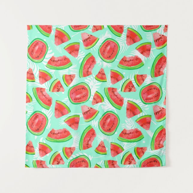 Trendy fruit pattern. Artistic Watermelon backgrou Tapestry (Front)