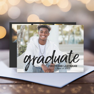 Trendy Full Photo Script Graduation Party Invitation