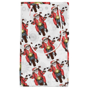 Trendy Fun Biker Santa Christmas Holiday Gift Bag