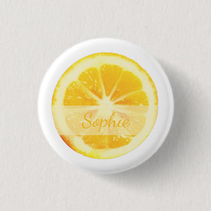 TRENDY FUN YELLOW FRESH CUT LEMON CITRUS FRUIT 1 INCH ROUND BUTTON