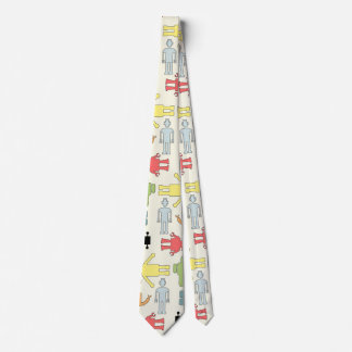 Trendy Funky Nerd Nerdy Geek Retro Robots Tie