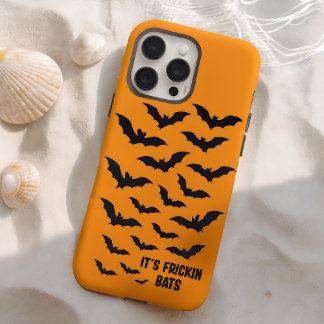 Trendy Funky Orange Spooky Halloween Bats iPhone 16 Pro Max Case