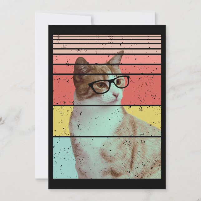 TRENDY FUNNY CUTE CAT VINTAGE  INVITATION (Front)