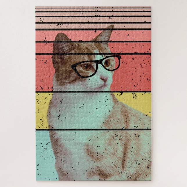 TRENDY FUNNY CUTE CAT VINTAGE   JIGSAW PUZZLE (Vertical)