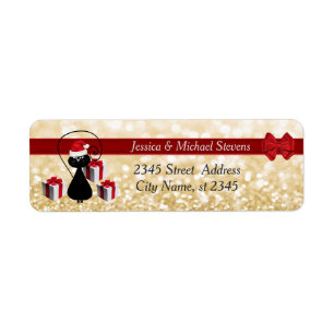Trendy funny holiday cartoon Santa cat glittery