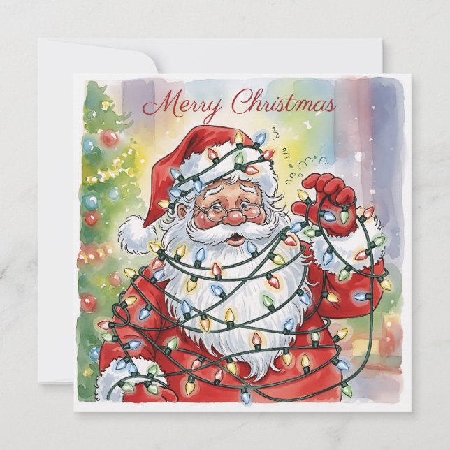 Trendy Funny Modern Simple Cute Santa Claus  Card (Front)