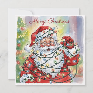 Trendy Funny Modern Simple Cute Santa Claus Card
