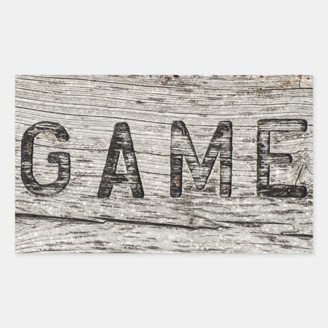 Trendy GAME Engraved Rustic Wood Sticker (Front)