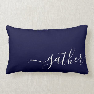 Trendy Gather Navy Blue Company Logo Client Gift Lumbar Pillow